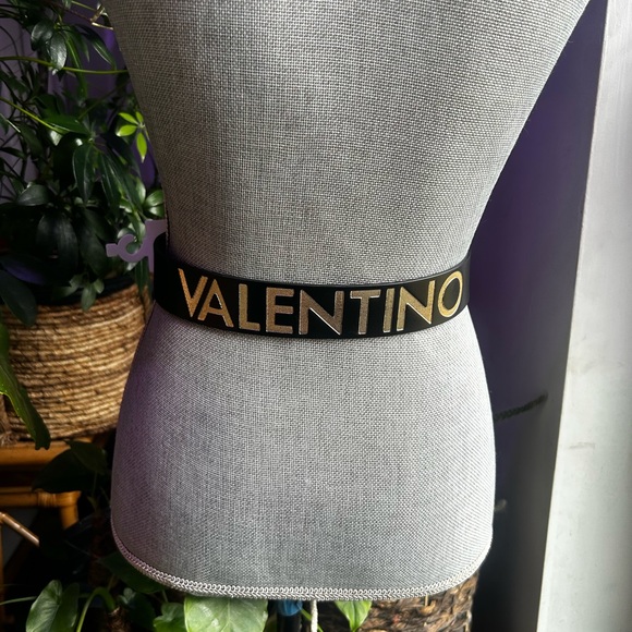 Valentino Black Belt with Gold V Buckle - Picture 4 of 7